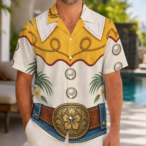 Golden Cowgirl Western Costume Details for Rodeo Parties, Birthdays and Festivals Hawaiian Shirt