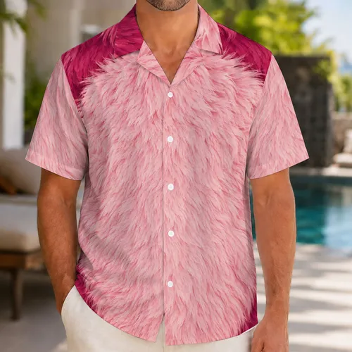 Pink Teddy Bear Fur Look for Theme Park Days, Cosplay Events and Costume Parties Hawaiian Shirt