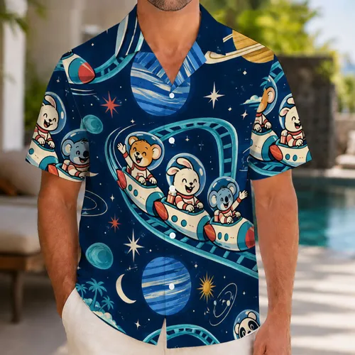 Cosmic Coaster Astronauts And Starry Planets For Summer Getaways And Space Lovers Hawaiian Shirt