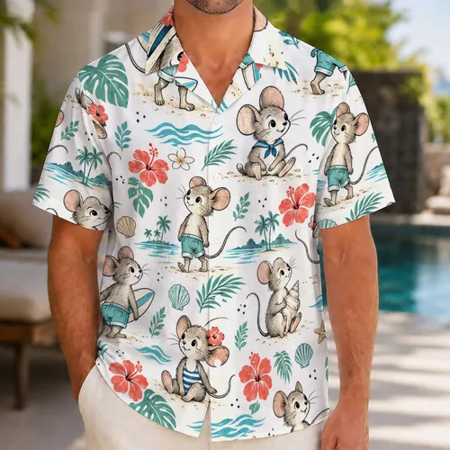 Vintage Seaside Mouse Motifs for Sunny Coastal Getaways and Relaxed Summer Weekends Hawaiian Shirt