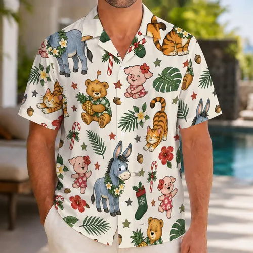 Storybook Bear Friends for Island Getaways and Family Vacations with Classic Charm Hawaiian Shirt