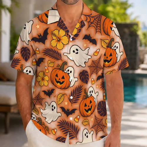 Playful Ghosts and Jack-o-Lanterns for Halloween Parties and Family Cruise Getaways Hawaiian Shirt