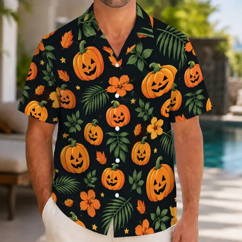 Smiling Pumpkin Halloween Party Style for Family Cruises and Spooky Autumn Getaways Hawaiian Shirt