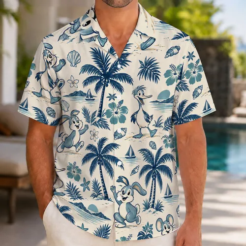Cartoon Island Animal Friends for Sunny Beach Getaways and Family Summer Holidays Together Hawaiian Shirt