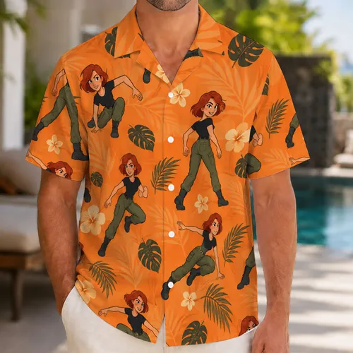 Red-Haired Island Spy Adventure for Sunny Getaways and Coastal Escapes with Friends Hawaiian Shirt