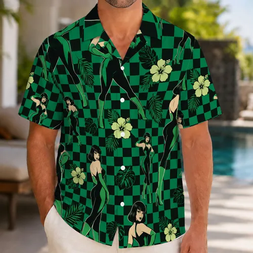 Emerald Villainess Checkers For Bold Beach Getaways And Playful Vacation Style Hawaiian Shirt