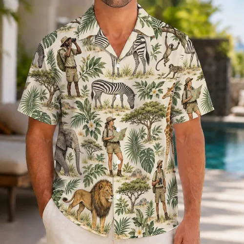 Safari Animals And Tropical Wildlife For Summer Travel And Family Adventure Getaways Hawaiian Shirt