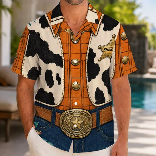 Cowboy Sheriff Costume Look for Halloween Parties and Western Theme Celebrations Hawaiian Shirt