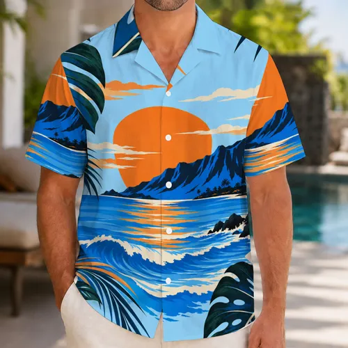 Orange Black And Blue Tropical Color Blocks For Halloween Costume Parties Hawaiian Shirt