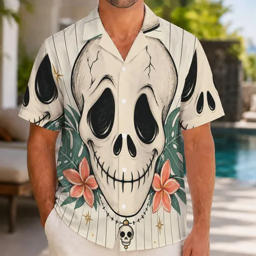 Whimsical Skeleton Face for Halloween Parties, Cosplay Events and Spooky Island Getaways Hawaiian Shirt