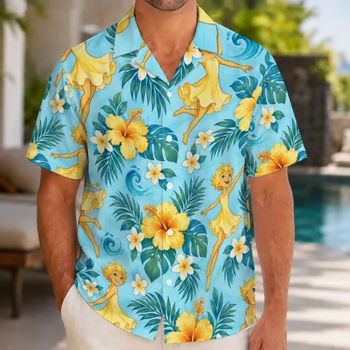 Cheerful Golden Spirits And Tropical Blooms For Sunny Island Getaways And Animation Fans Hawaiian Shirt