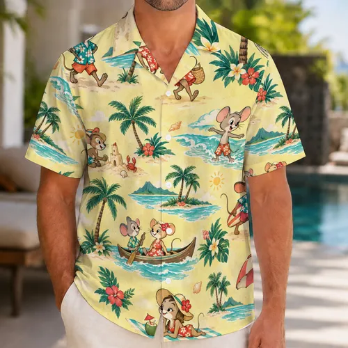 Cheerful Cartoon Mouse Beach Adventures For Sunny Island Getaways And Summer Travel Hawaiian Shirt