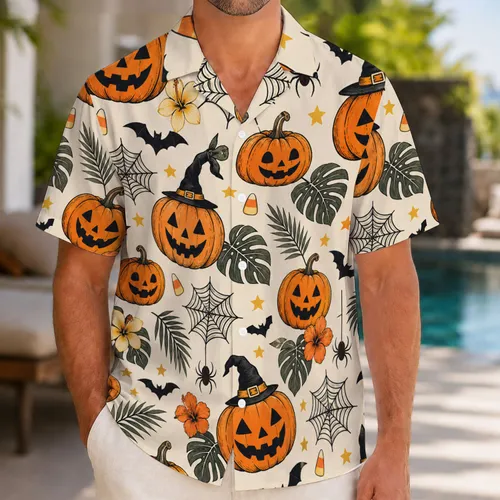 Jack-o'-Lanterns, Spiderwebs & Bats for Halloween Parties and Cozy Fall Festivities Hawaiian Shirt