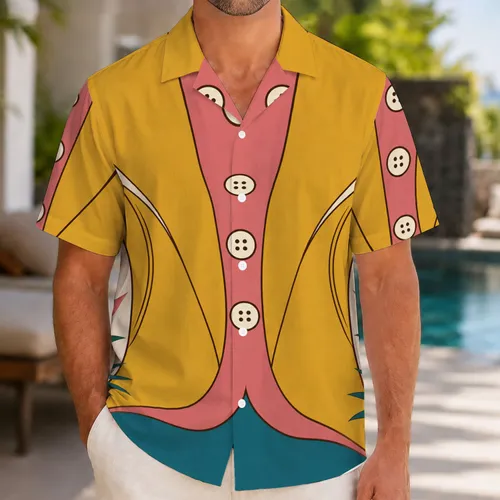 Mustard Gold And Teal Eccentric Costume Look For Halloween Cosplay Parties Hawaiian Shirt