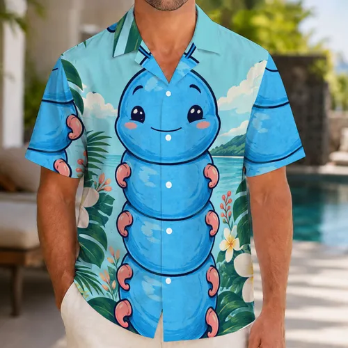 Whimsical Blue Caterpillar Costume Look for Halloween Parties and Cosplay Fans Hawaiian Shirt