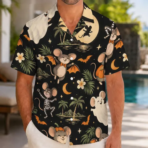Spooky Dancing Mouse Ghosts for Halloween Parties and Festive Island Getaways Hawaiian Shirt