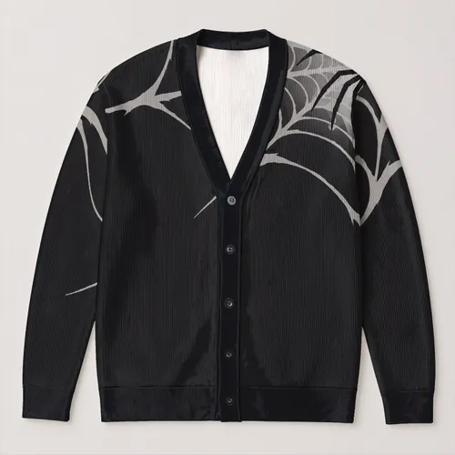 Bold Spider And Web Motif For Moody Autumn Outfits And Everyday Layering All-over Print Knitted Cardigan