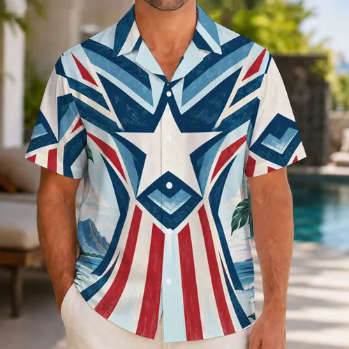 Patriotic Star And Stripe Motif For Summer Celebrations And Comic-Con Cosplay Fans Hawaiian Shirt