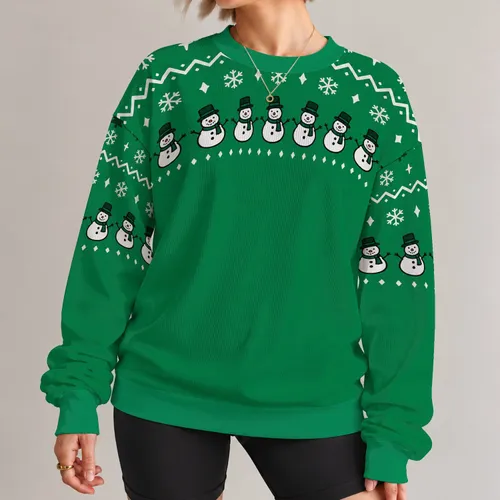 Emerald Snowman Holiday Cheer for Christmas Gatherings and Winter Celebrations All-over Print Knitted Sweater
