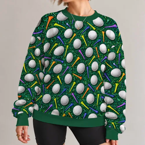Golf Ball And Colorful Tee Motifs For Weekend Course Days And Relaxed Golf Fans All-over Print Knitted Sweater