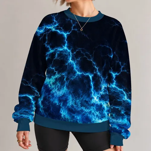 Electric Blue Lightning And Deep Ocean Currents For Bold Streetwear And Night Out Style All-over Print Knitted Sweater