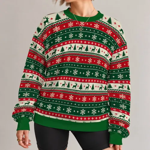 Christmas Reindeer And Snowflake Holiday Motifs For Festive Winter Celebrations All-over Print Knitted Sweater