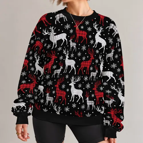 Red White Reindeer And Snowflake Motif For Christmas Parties And Winter Celebrations All-over Print Knitted Sweater