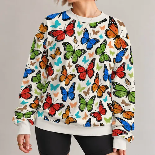 Colorful Butterfly Motif for Cheerful Everyday Style and Spring Outings All-over Print Knitted Sweater