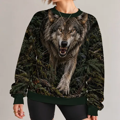 Snarling Forest Wolf With Golden Eyes for Outdoor Adventure and Wildlife Lovers Gift All-over Print Knitted Sweater