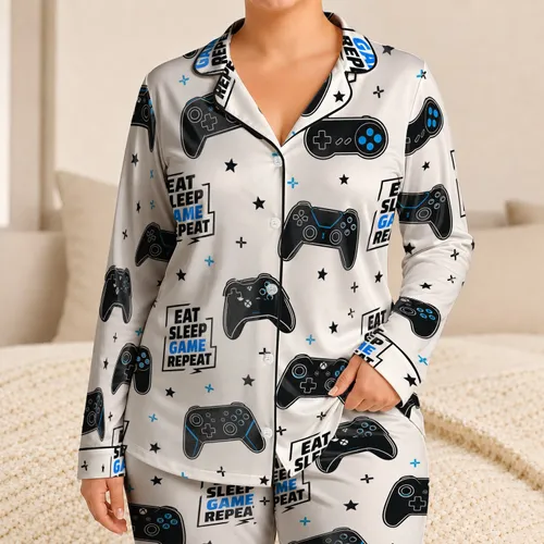 Esports Controller Repeat Motif For Gaming Nights And Chill Days For Boys Teens Satin Pajamas Set