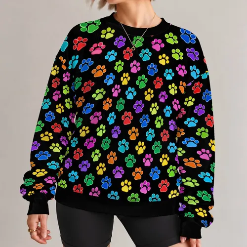 Colorful Rainbow Paw Prints for Pride Events and Everyday Pet Lover Celebrations All-over Print Knitted Sweater