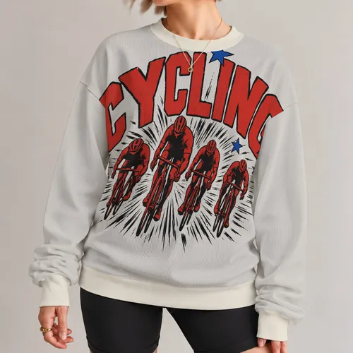 Retro Cycling Starburst Athletic Figures for Casual Commuting and Weekend Ride Style All-over Print Knitted Sweater