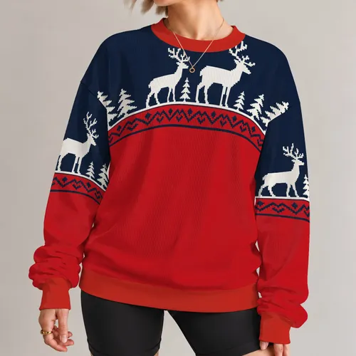 Reindeer And Evergreen Woodland Scene For Cozy Christmas Celebrations And Family Gatherings All-over Print Knitted Sweater