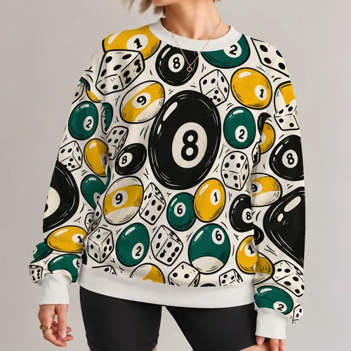 Billiard Balls And Dice For Casual Game Night And Weekend Streetwear Style All-over Print Knitted Sweater