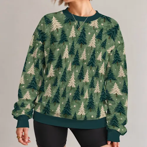Evergreen Forest And Golden Star Motifs For Cozy Winter Cabin Gatherings And Nature Lovers All-over Print Knitted Sweater