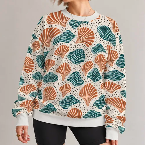 Rust And Teal Abstract Motifs For Creative Everyday Style And Artful Wardrobes All-over Print Knitted Sweater