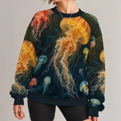 Colorful Jellyfish Deep-Sea Discovery Style For Coastal Nature Lovers And Ocean Fans All-over Print Knitted Sweater