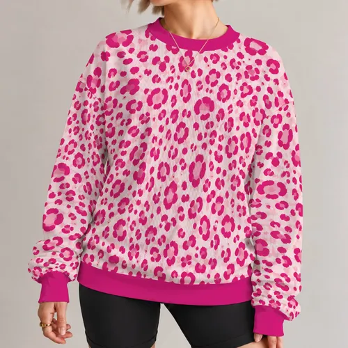 Rose Pink Animal Spots for Bright Everyday Style and Spring Outings All-over Print Knitted Sweater