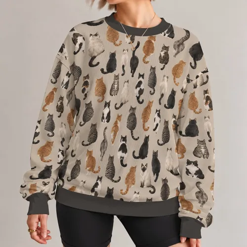 Multicolor Cat Silhouette Motifs for Cozy Everyday Style and Gifts for Feline Lovers All-over Print Knitted Sweater