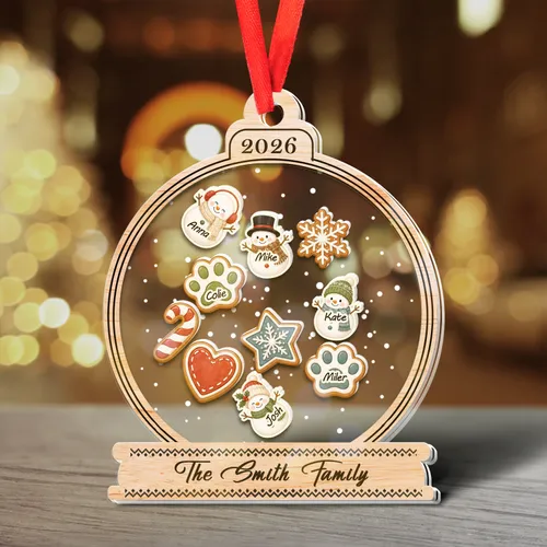 Personalized Snowman Family Shaker Ornament – Custom Names, Pet Names & Year Christmas Keepsake Gift