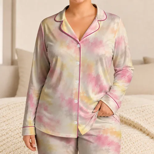 Pastel Tie Dye Clouds for Cozy Lounging and Soft Weekend Mornings at Home Satin Pajamas Set