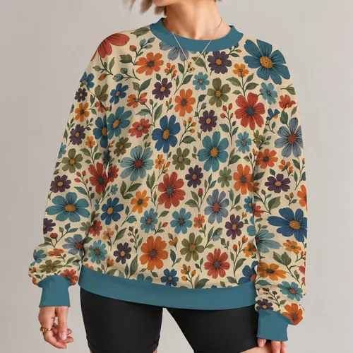 Colorful Wildflower Blooms for Casual Everyday Style and Creative Nature Lovers All-over Print Knitted Sweater