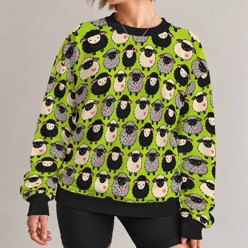 Cute Sheep Motifs for Farmhouse Casual Style and Everyday Country Charm All-over Print Knitted Sweater