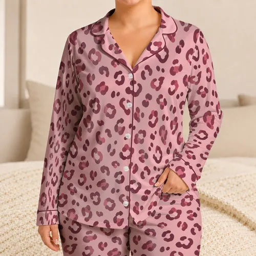 Blush Pink Leopard Spots for Relaxed Summer Evenings and Cozy Lounging Satin Pajamas Set