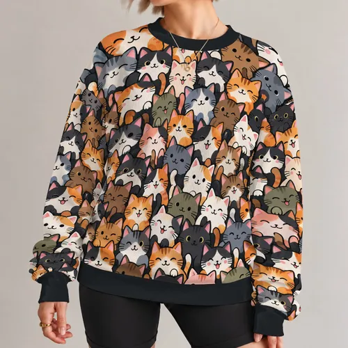Cat Faces for Cozy Weekends and Everyday Casual Style for Playful Cat Lovers Everywhere All-over Print Knitted Sweater