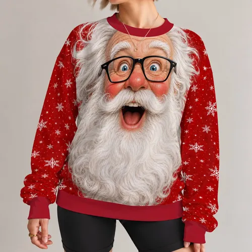 Surprised Santa Face Holiday Cheer For Christmas Parties And Festive Winter Gatherings All-over Print Knitted Sweater