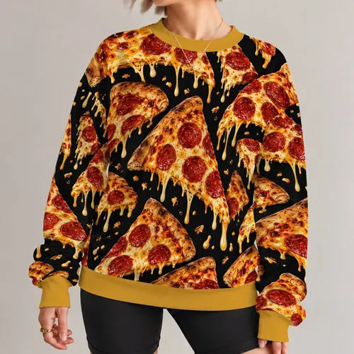 Melty Pepperoni Pizza Slices for Game Night and Casual Foodie Style for Men and Teens All-over Print Knitted Sweater