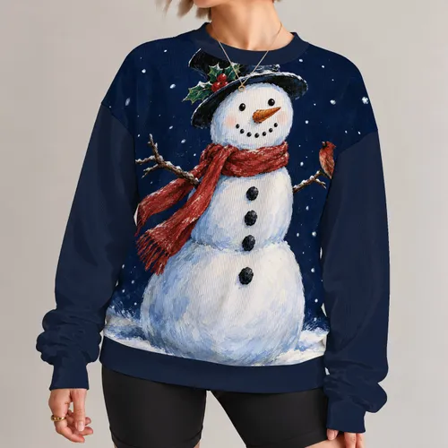 Snowman With Holly Hat And Red Scarf For Cozy Holiday Celebrations And Winter Gifting All-over Print Knitted Sweater