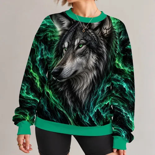 Emerald Wolf Head For Streetwear Style And Outdoor Adventure Enthusiasts All-over Print Knitted Sweater