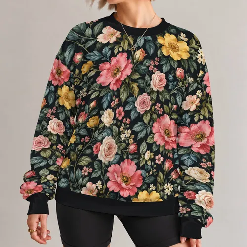 Vintage Rose And Wildflower Botanical For Colorful Everyday Outfits And Garden Days All-over Print Knitted Sweater